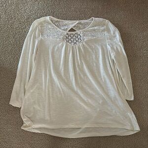 Mossimo supply co large white long sleeve lace blouse. Slightly see through